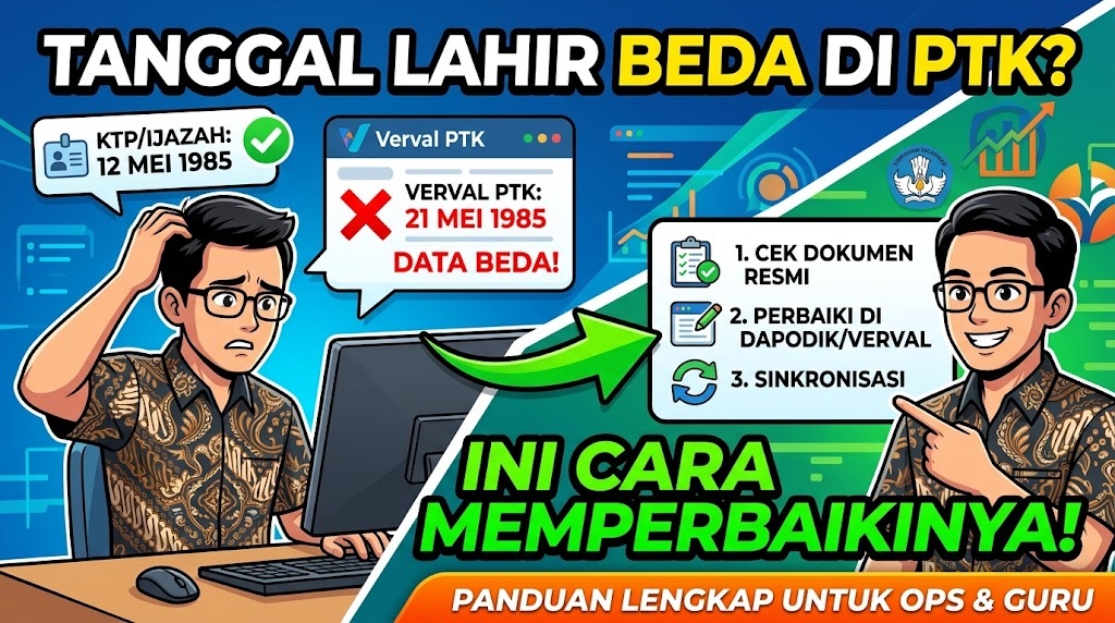Data Tanggal Lahir Guru Tidak Sesuai di Verval PTK
