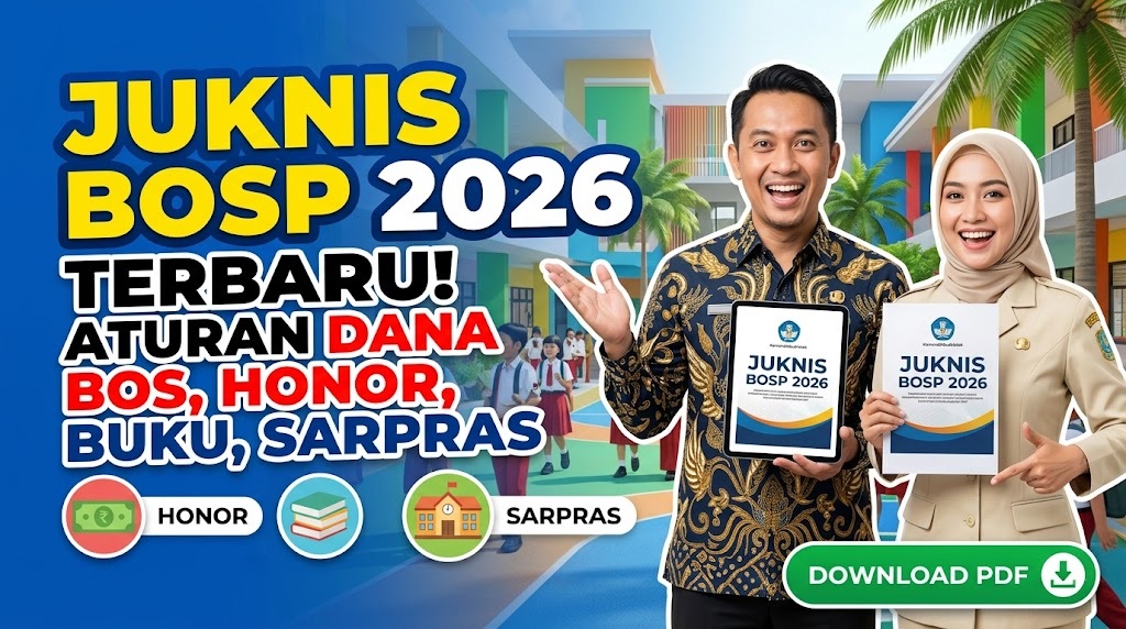 Juknis BOSP 2026 Terbaru Aturan Dana BOS, Honor, Buku, Sarpras, dan Download PDF